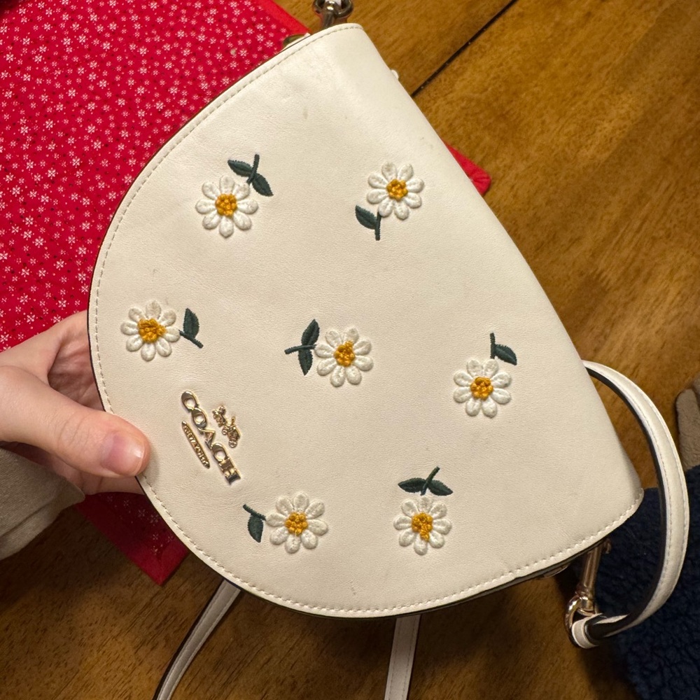 Coach Cream Purse with Yellow Flowers